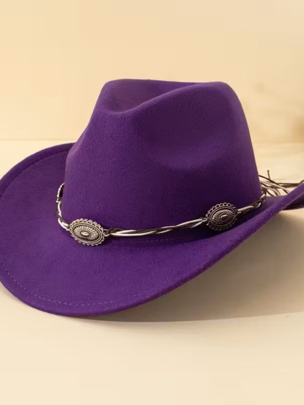 Purple Western Cowboy Cowgirl Hat Braided Concho Band Wide Brim Rodeo Festival